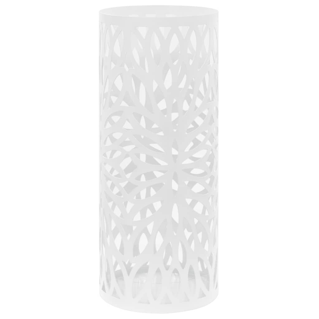 Regenschirmständer Blattmotiv Stahl Weiß