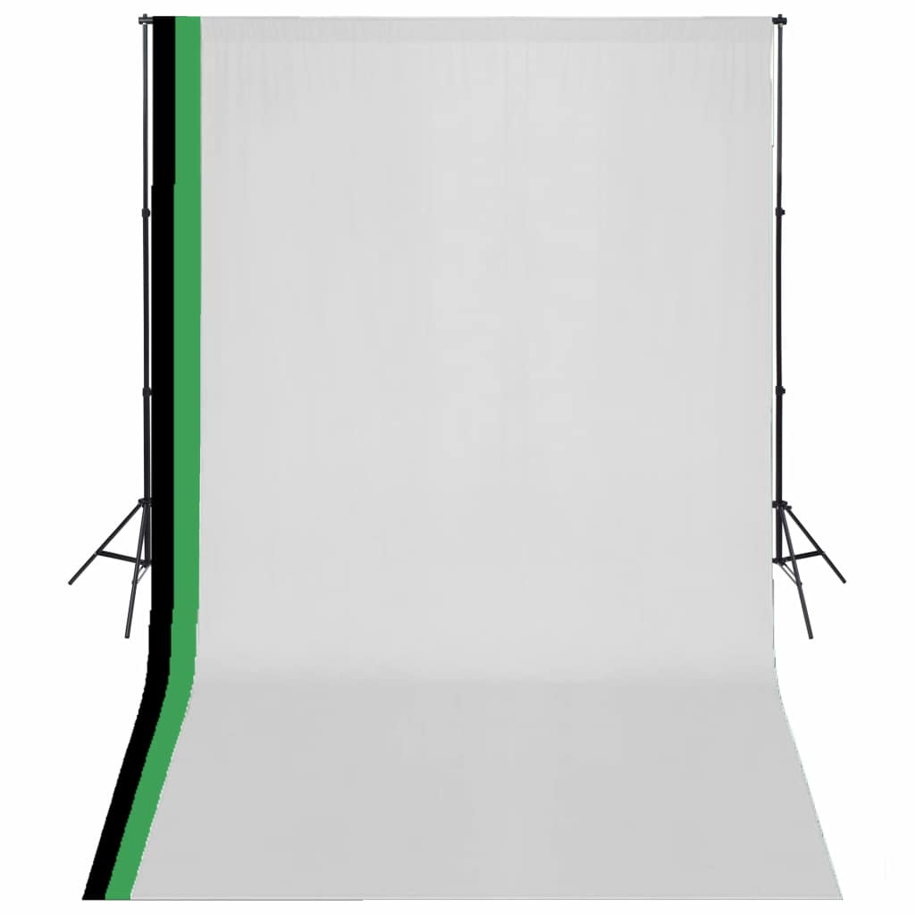 Fotostudio Set 3 Baumwolle-Hintergründe Rahmen verstellbar 3x5m