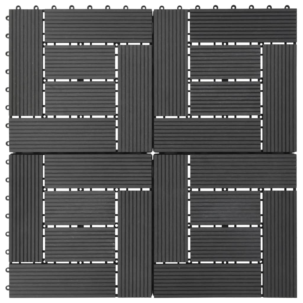 Terrassenfliesen 11 Stück WPC 30 x 30 cm 1 qm Schwarz