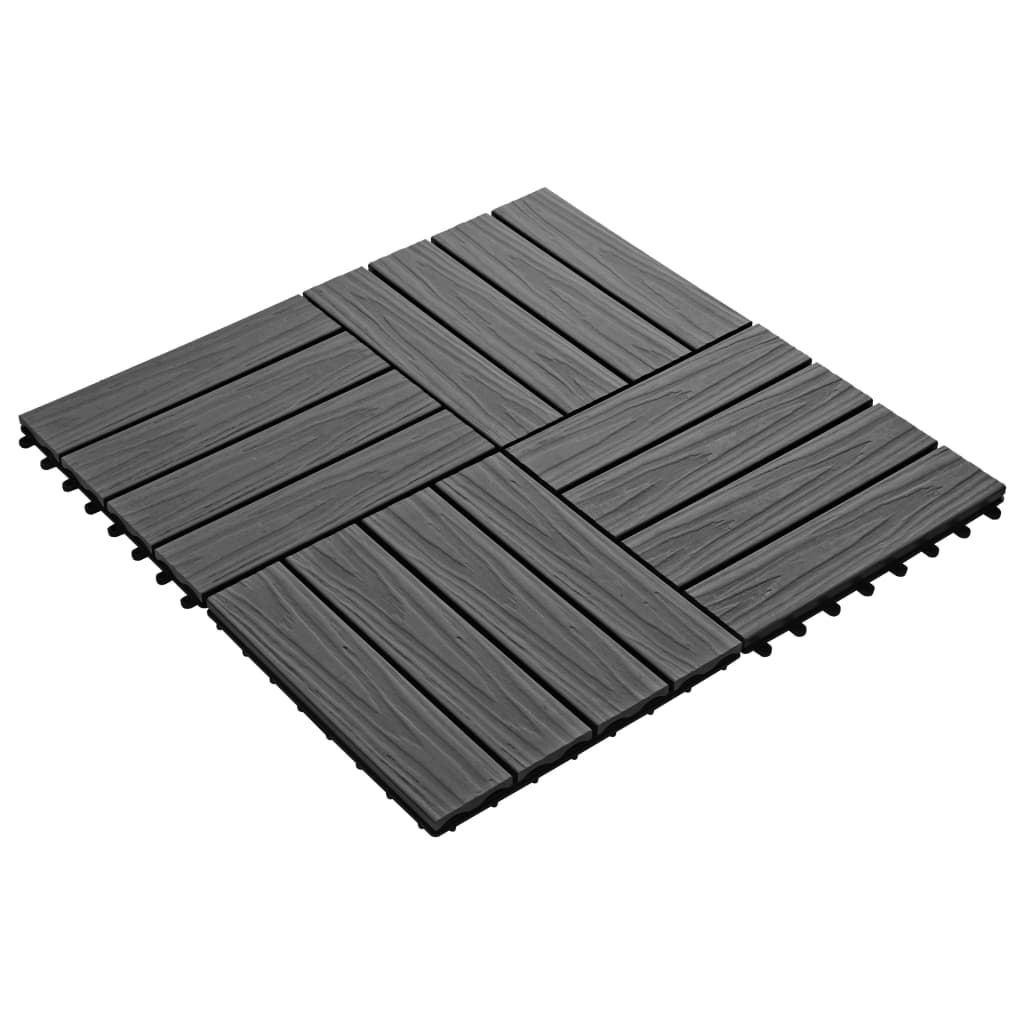 Terrassenfliesen 11 Stk. Tief Geprägt WPC 30x30cm 1 qm Schwarz