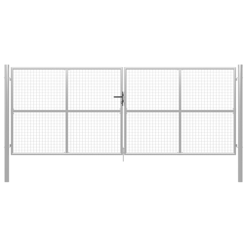 Gartentor Verzinkter Stahl 415 x 200 cm Silbern