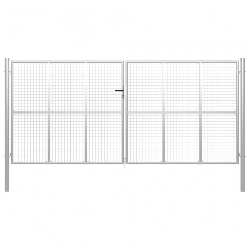 Gartentor Verzinkter Stahl 415 x 225 cm Silbern