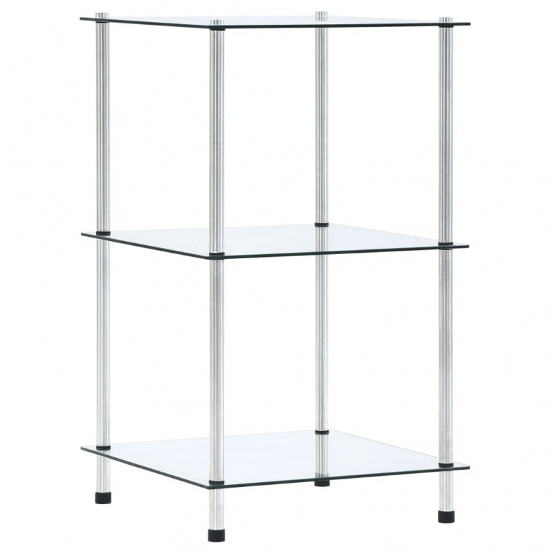 Regal mit 3 Ablagen Transparent 40x40x67 cm Hartglas