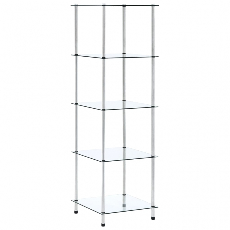 Regal mit 5 Ablagen Transparent 40x40x130 cm Hartglas