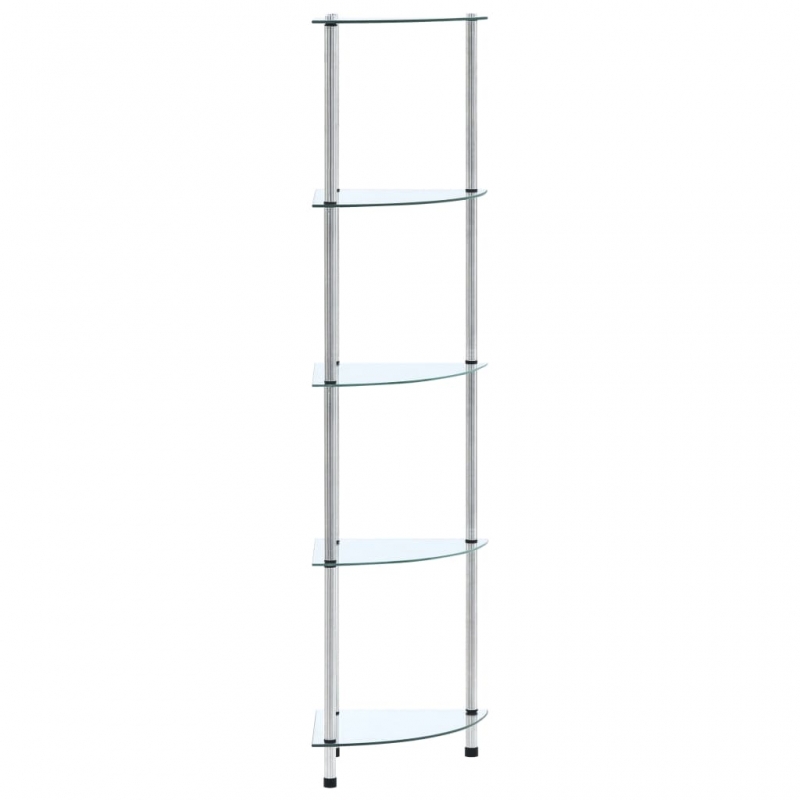 Regal mit 5 Ablagen Transparent 30x30x130 cm Hartglas