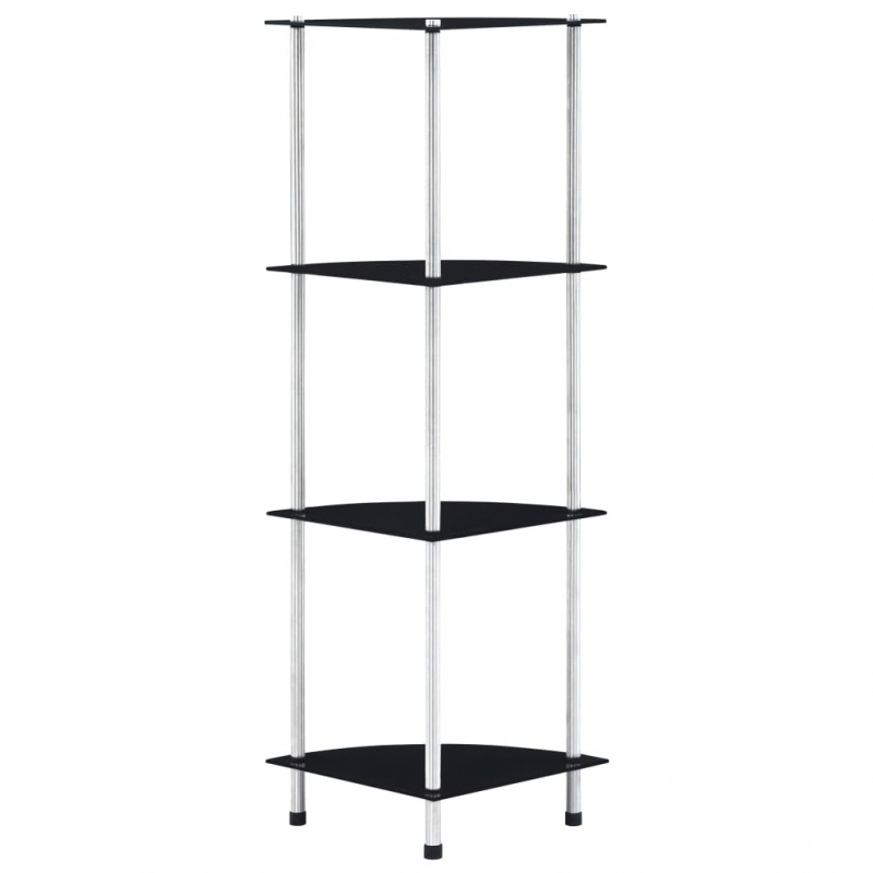 Regal mit 4 Ablagen Schwarz 30x30x100 cm Hartglas