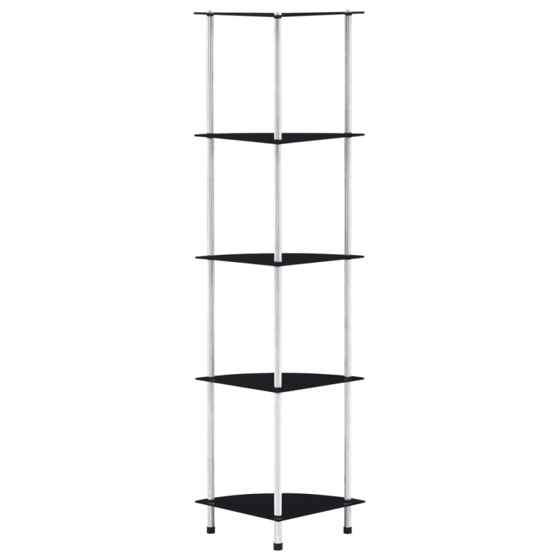 Regal mit 5 Ablagen Schwarz 30x30x130 cm Hartglas