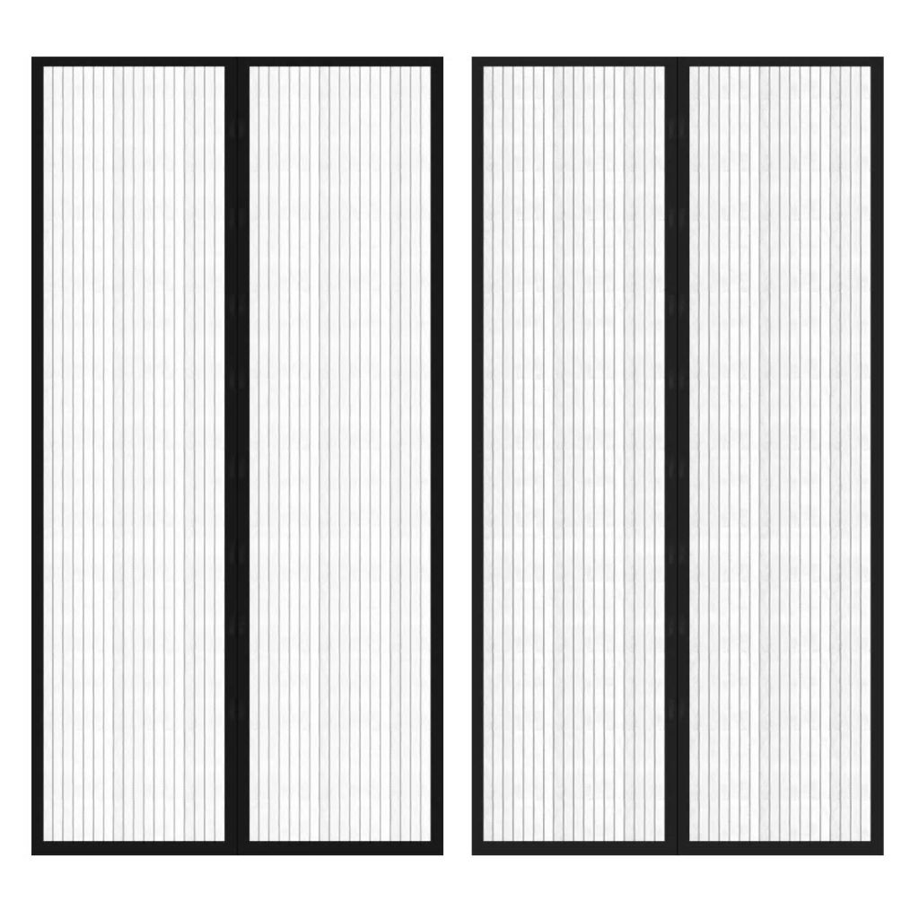 Fliegengitter-Türvorhang 2 Stk. Magnet Schwarz 210x100 cm