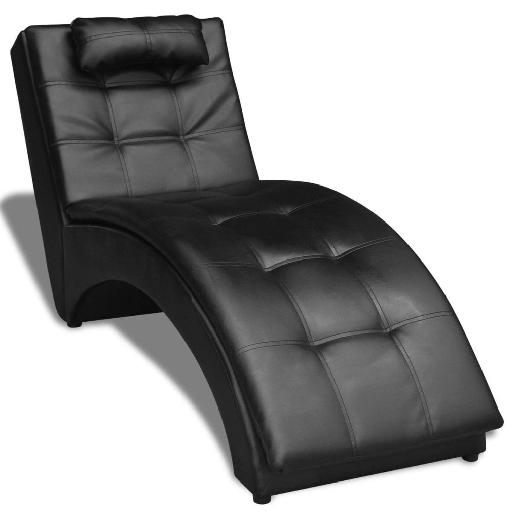 Chaiselongue mit Kissen Schwarz Kunstleder
