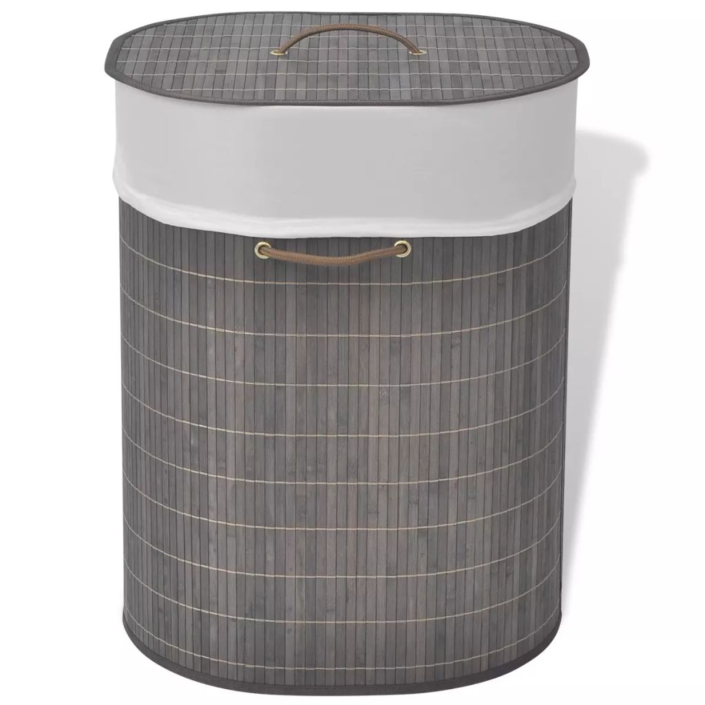 Bambus-Wäschekorb Oval Dunkelbraun