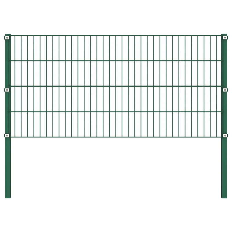 Zaunfeld mit Pfosten Eisen 1,7 x 0,8 m Grün