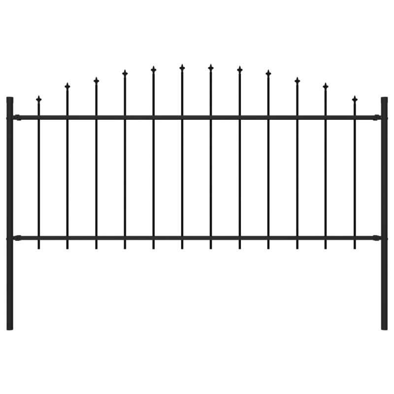 Gartenzaun mit Speerspitzen Stahl (0,5 - 0,75) x 1,7 m Schwarz