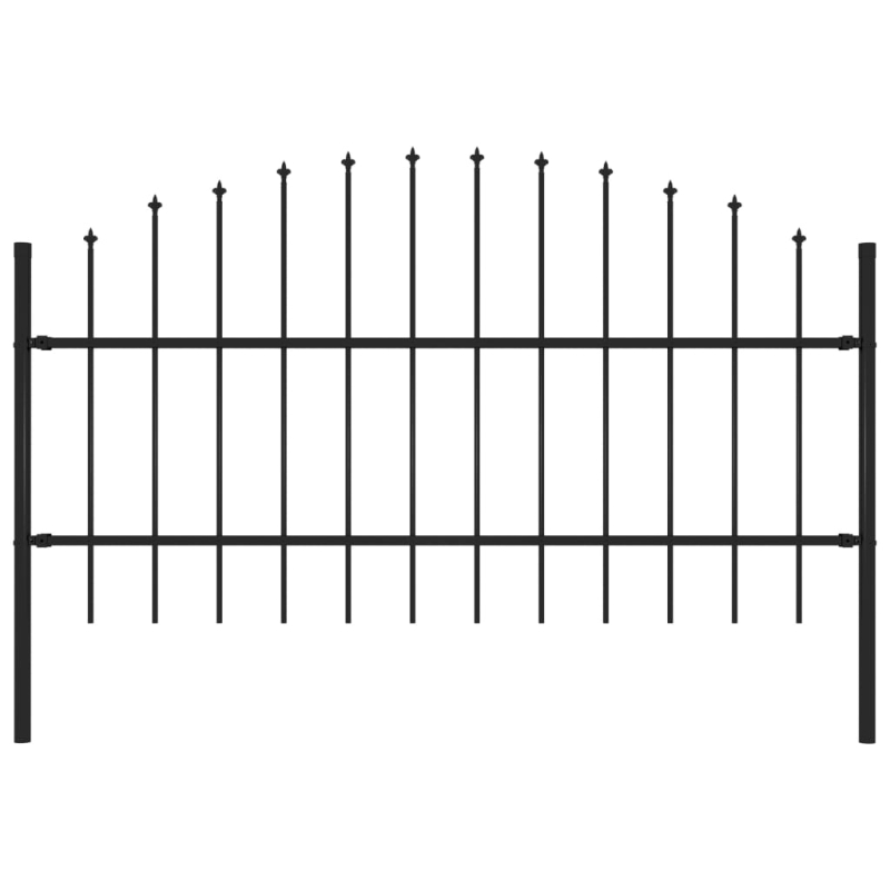 Gartenzaun mit Speerspitzen Stahl (0,75 - 1) x 1,7 m Schwarz