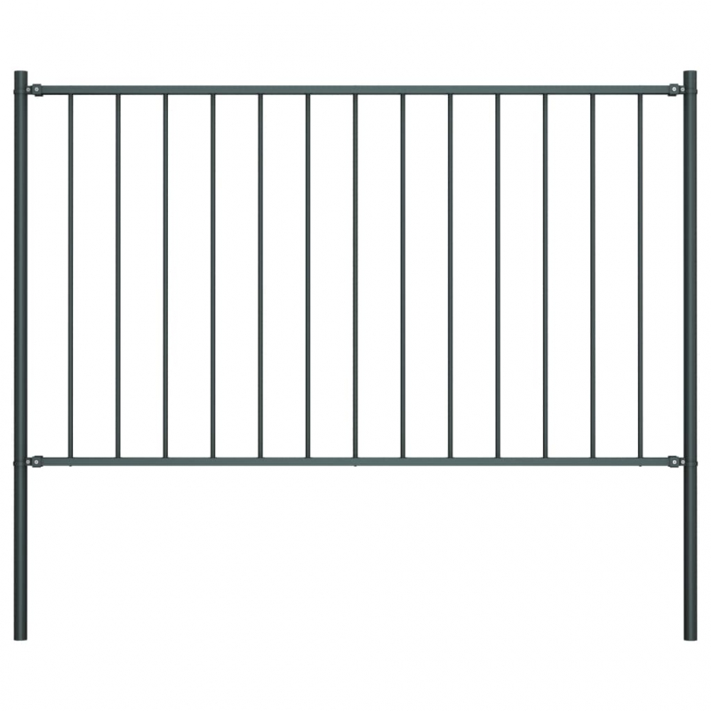 Zaunfeld mit Pfosten Pulverbeschichteter Stahl 1,7 x 1,25 m