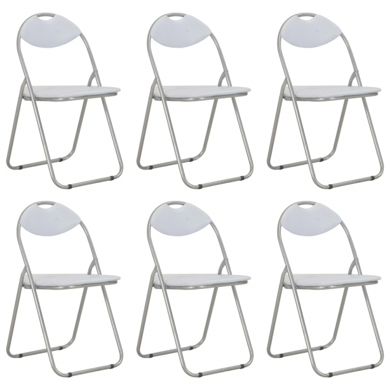 Klappbare Esszimmerstühle 6 Stk. Weiß Kunstleder