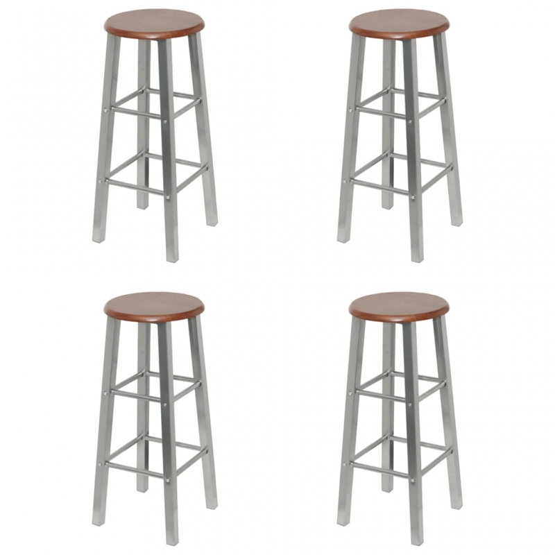 Barhocker 4 Stk. Silbern und Braun MDF