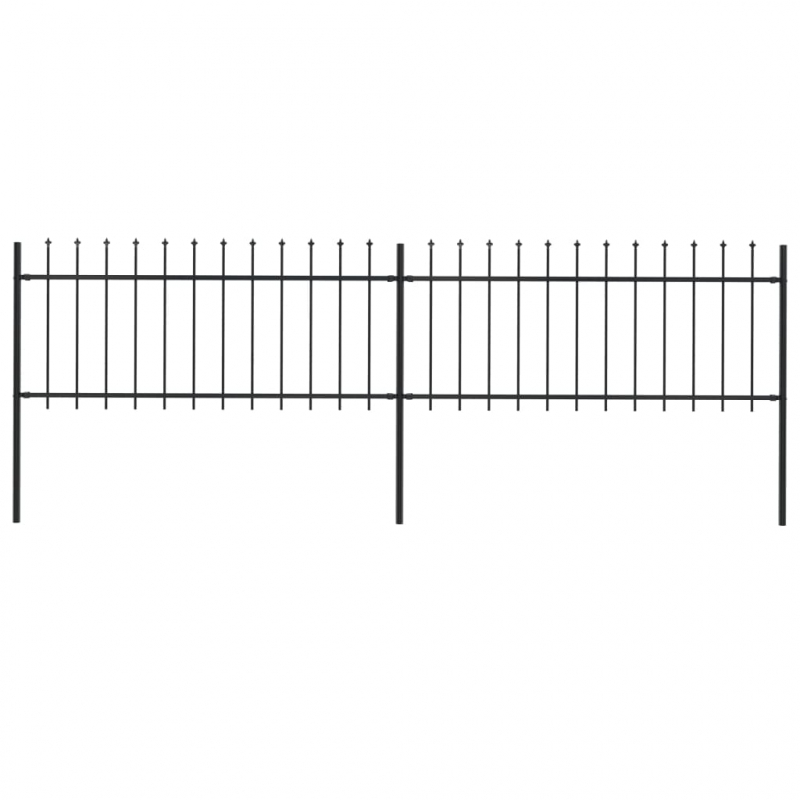 Gartenzaun mit Speerspitzen Stahl 3,4 x 0,8 m Schwarz