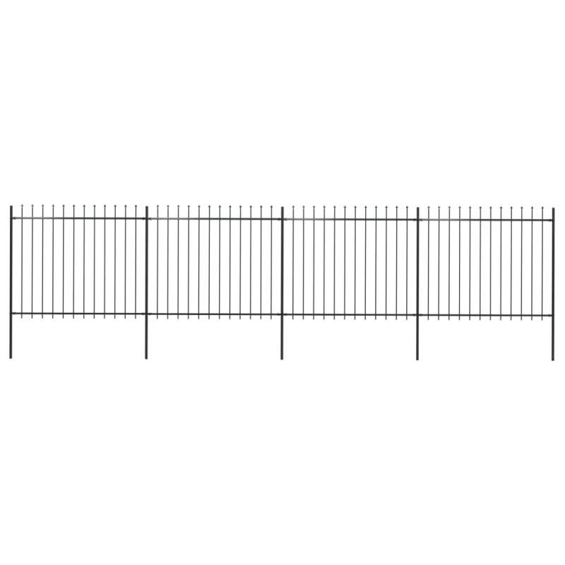 Gartenzaun mit Speerspitzen Stahl 6,8 x 1,5 m Schwarz