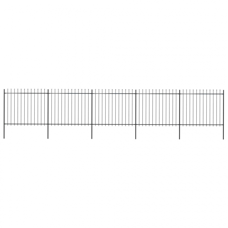Gartenzaun mit Speerspitzen Stahl 8,5 x 1,5 m Schwarz