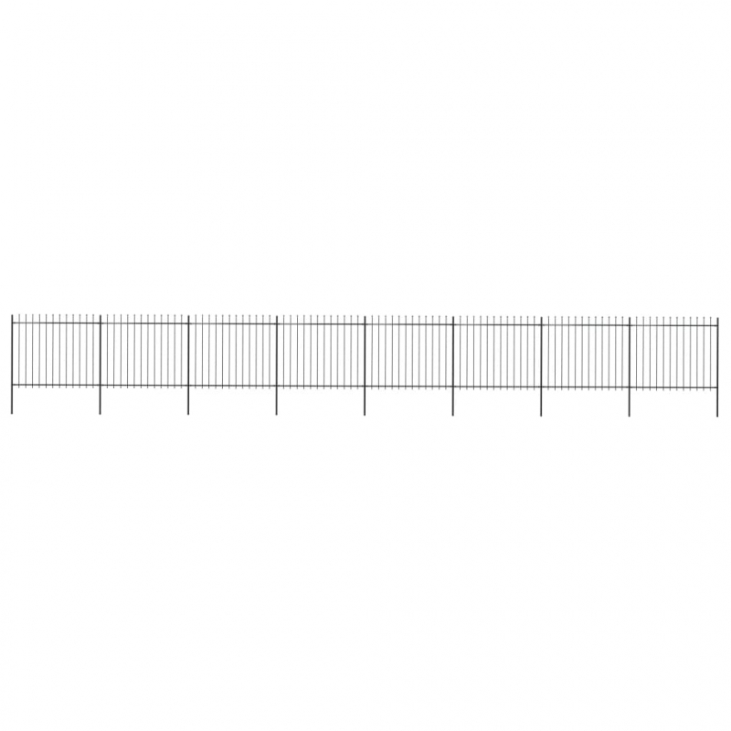 Gartenzaun mit Speerspitzen Stahl 13,6 x 1,5 m Schwarz