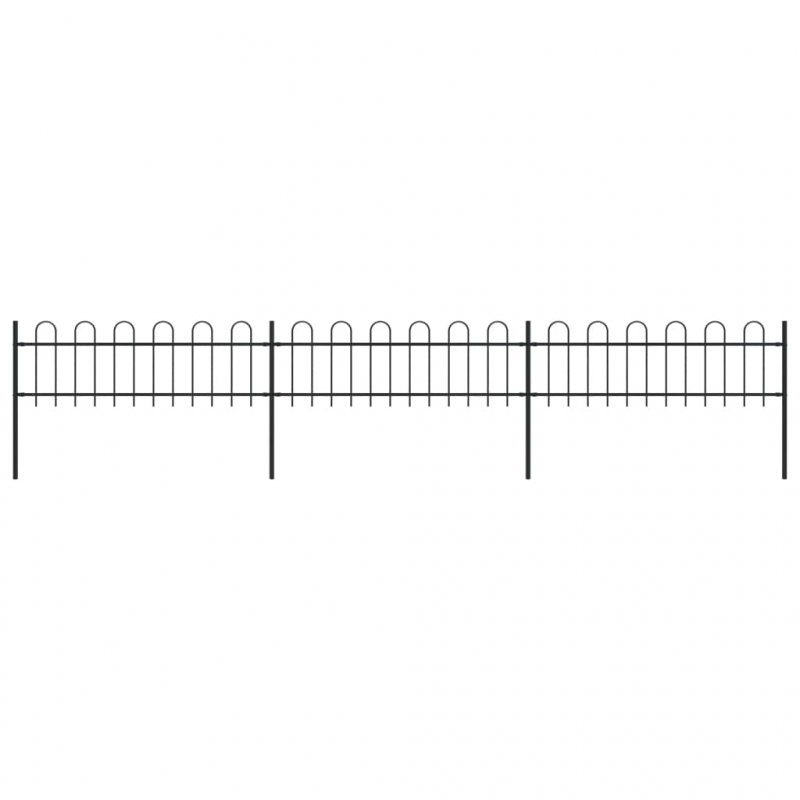 Gartenzaun mit Bügel-Design Stahl 5,1 x 0,6 m Schwarz