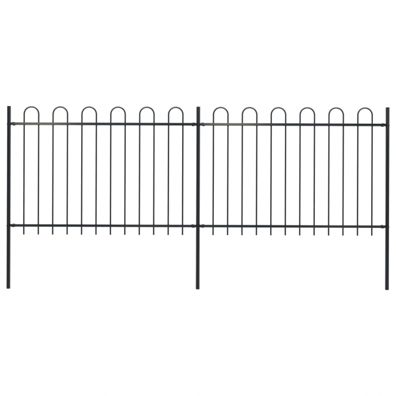 Gartenzaun mit Bügel-Design Stahl 3,4 x 1,2 m Schwarz