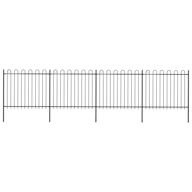 Gartenzaun mit Bügel-Design Stahl 6,8 x 1,5 m Schwarz