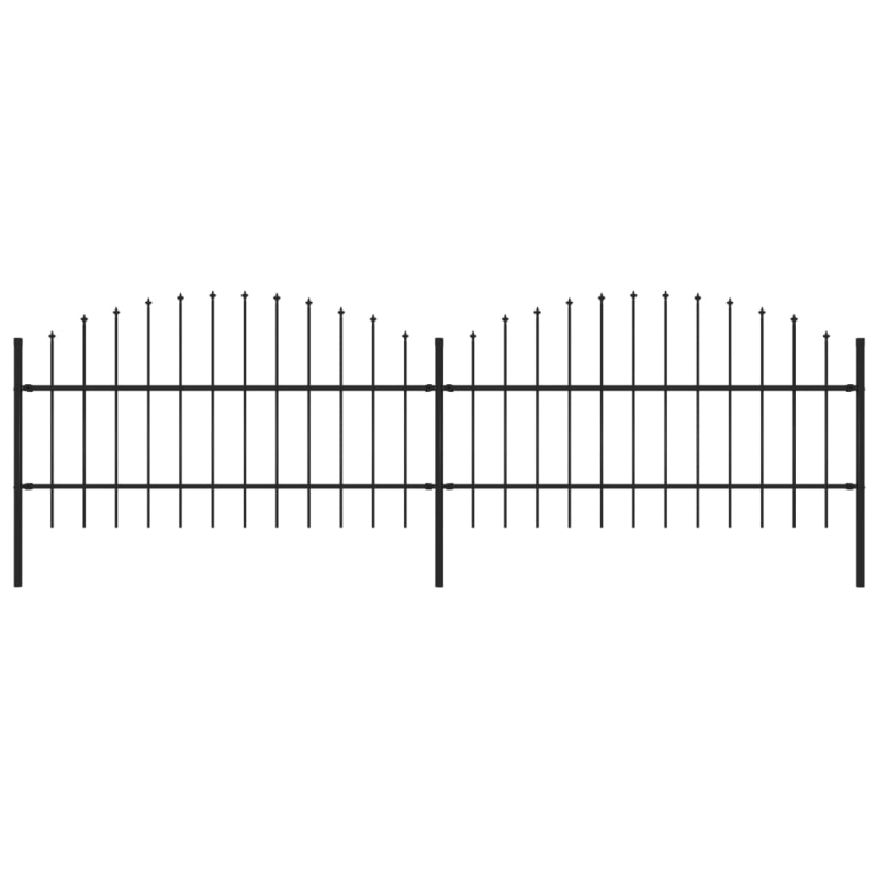 Gartenzaun mit Speerspitzen Stahl (0,75 - 1) x 3,4 m Schwarz
