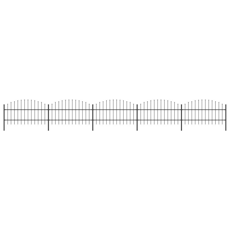 Gartenzaun mit Speerspitzen Stahl (0,75 - 1) x 8,5 m Schwarz