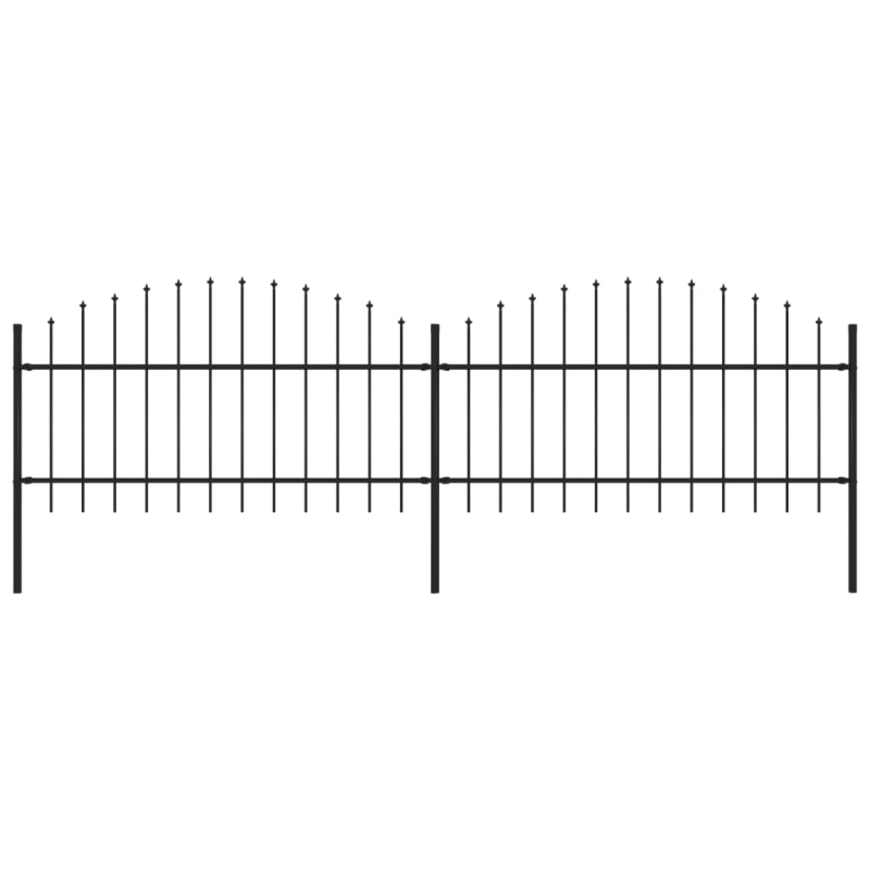 Gartenzaun mit Speerspitzen Stahl (1 - 1,25) x 3,4 m Schwarz