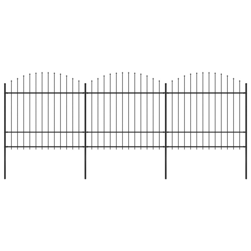 Gartenzaun mit Speerspitzen Stahl (1,5 - 1,75) x 5,1 m Schwarz