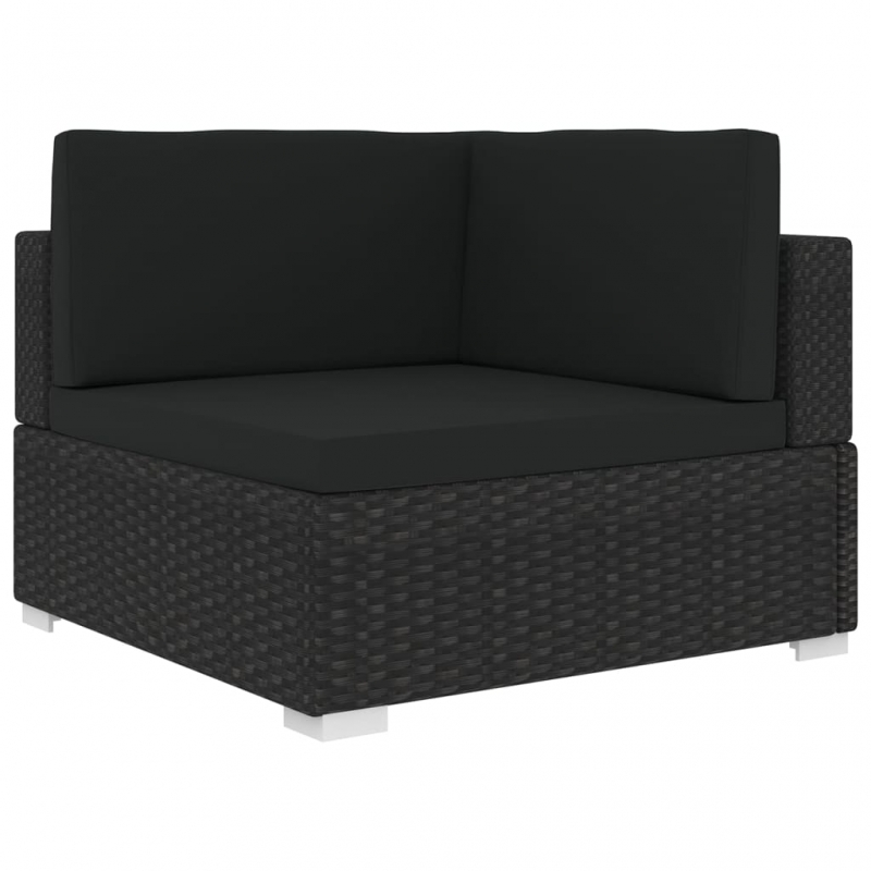 Modular-Sofa-Eckteil 1 Stk. + Auflagen Poly Rattan Schwarz