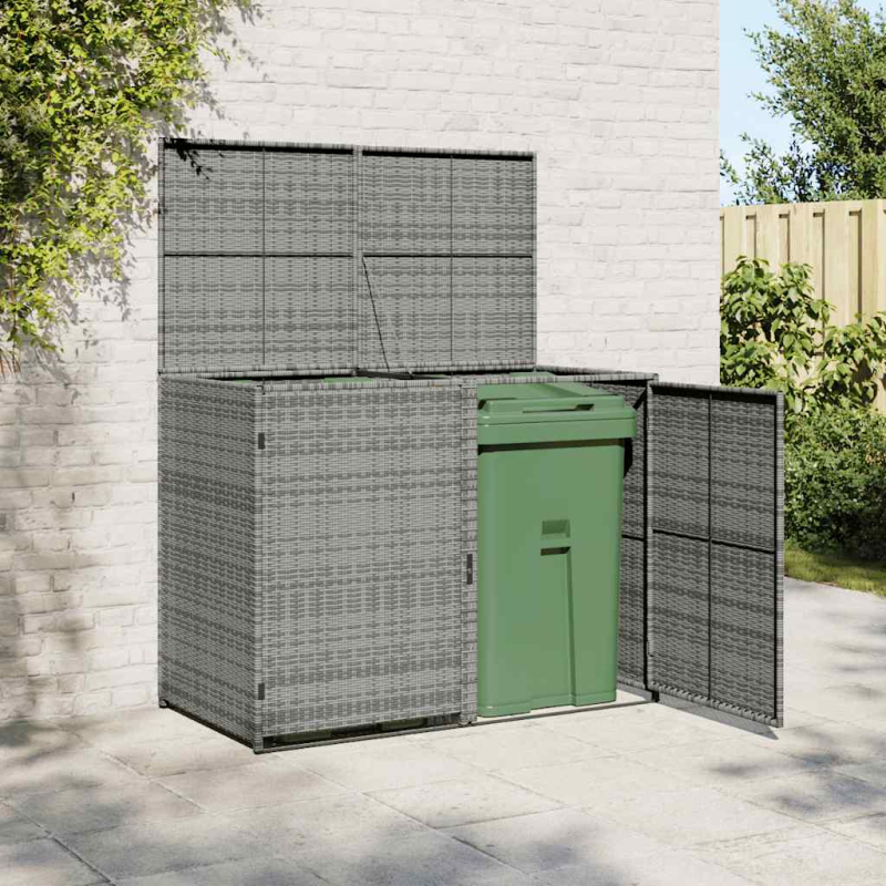 Mülltonnenbox für 2 Tonnen Poly Rattan Anthrazit 148×77×111 cm