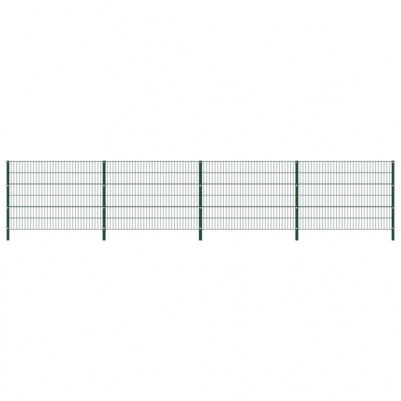 Zaunfeld mit Pfosten Eisen 6,8 x 1,2 m Grün