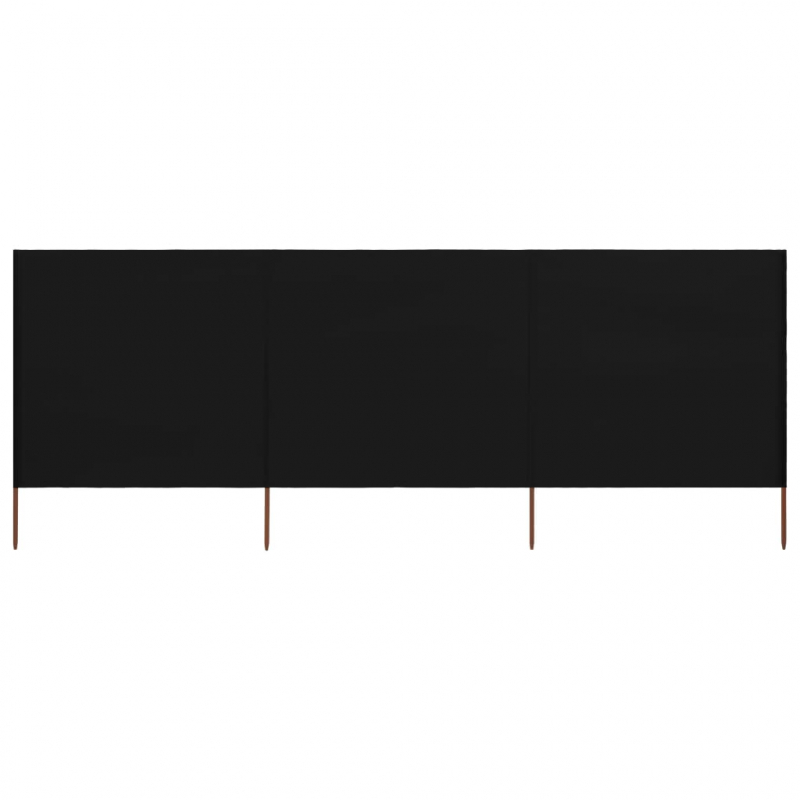 3-teiliges Windschutzgewebe 400 x 120 cm Schwarz