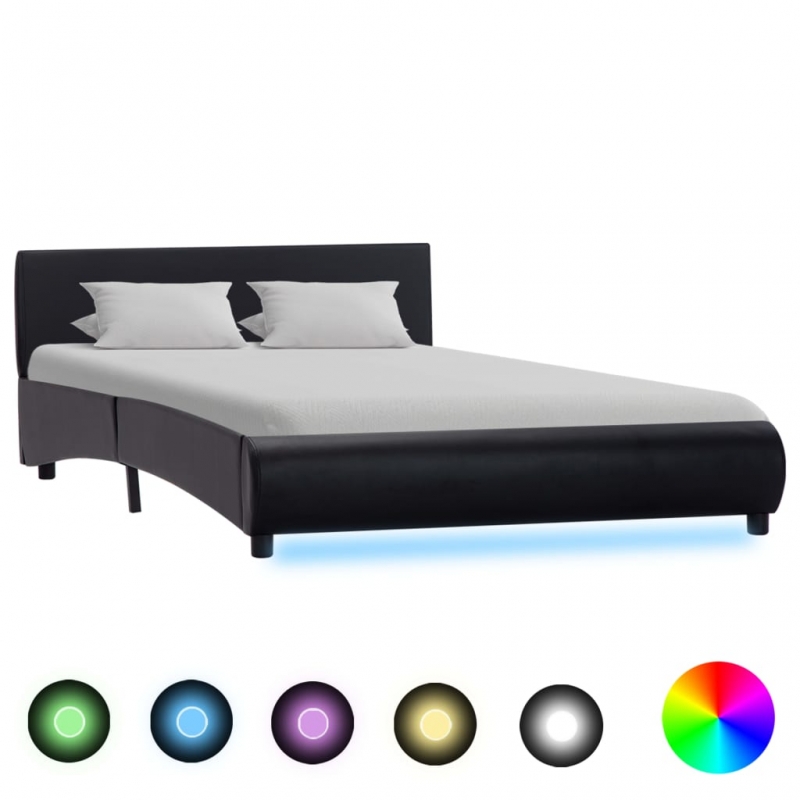 Bett mit LED-Beleuchtung ohne Matratze Schwarz 120x200 cm