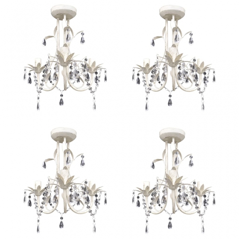 Kristall-Deckenleuchte Kronleuchter 4 Stk. Elegantes Weiß