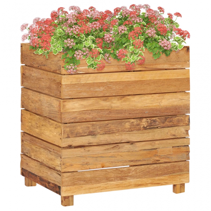 Hochbeet 50x40x55 cm Teak Altholz und Stahl