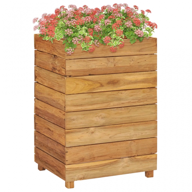 Hochbeet 50x40x72 cm Teak Altholz und Stahl