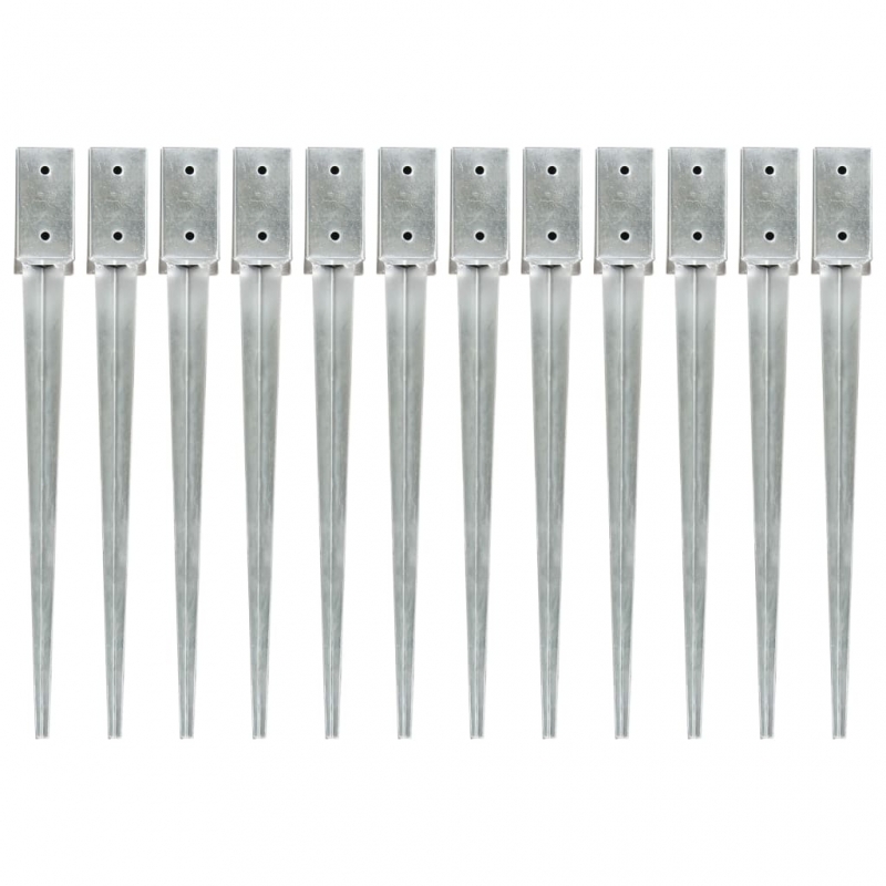 Erdspieße 12 Stk. Silbern 7×7×75 cm Verzinkter Stahl