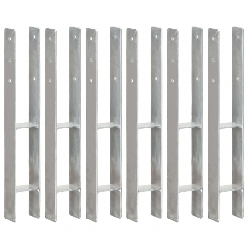 Pfostenträger 6 Stk. Silbern 8×6×60 cm Verzinkter Stahl