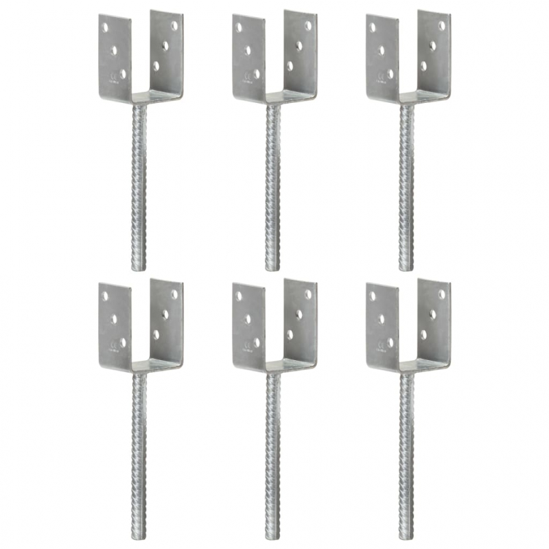 Pfostenträger 6 Stk. Silbern 7×6×30 cm Verzinkter Stahl