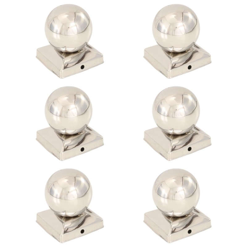 Pfostenkappen 6 Stk. Kugelform Edelstahl 81 x 81 mm