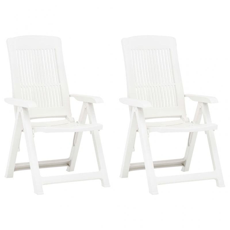 Verstellbare Gartenstühle 2 Stk. Kunststoff Weiß