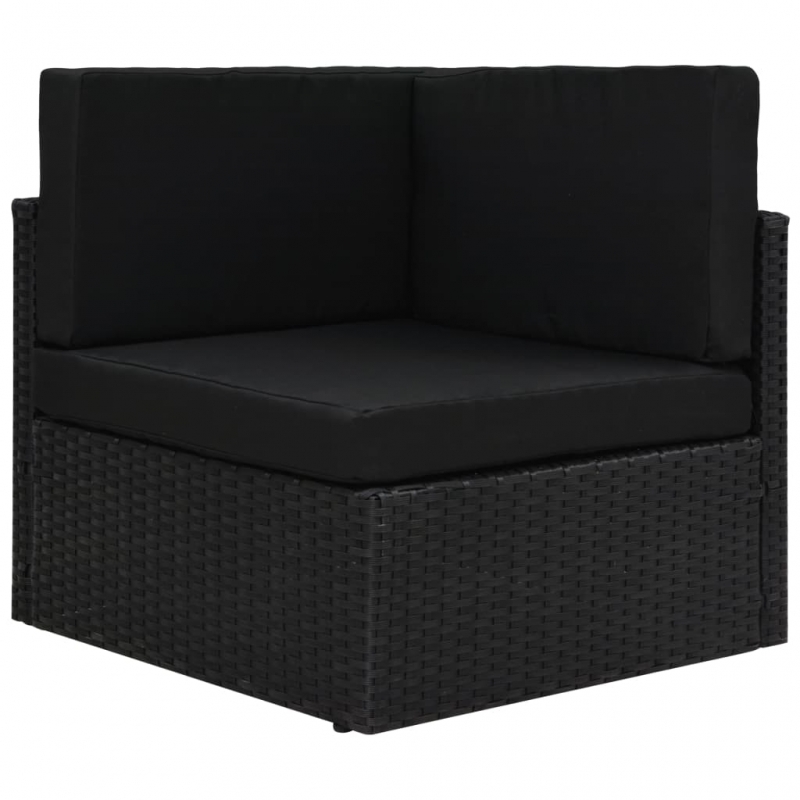 Modulares Sofa-Eckteil Poly Rattan Schwarz