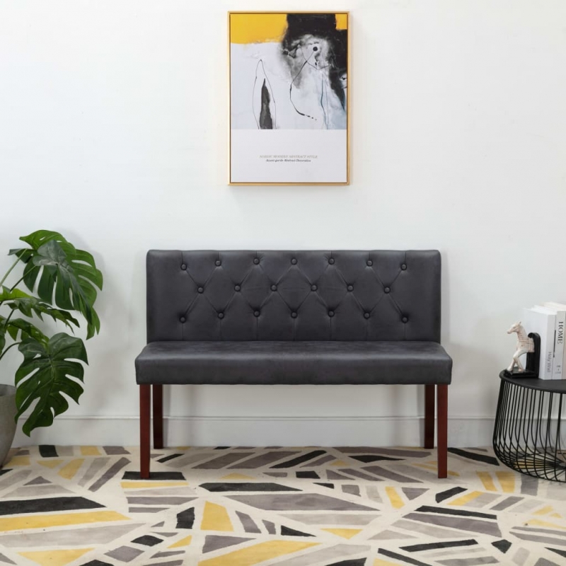 Sitzbank 120 cm Grau Wildleder-Optik