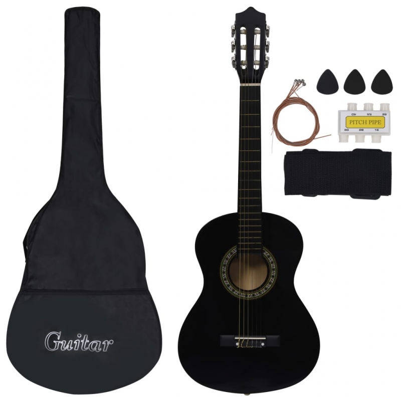 8-tlg. Klassikgitarren-Set für Anfänger Schwarz 1/2 34