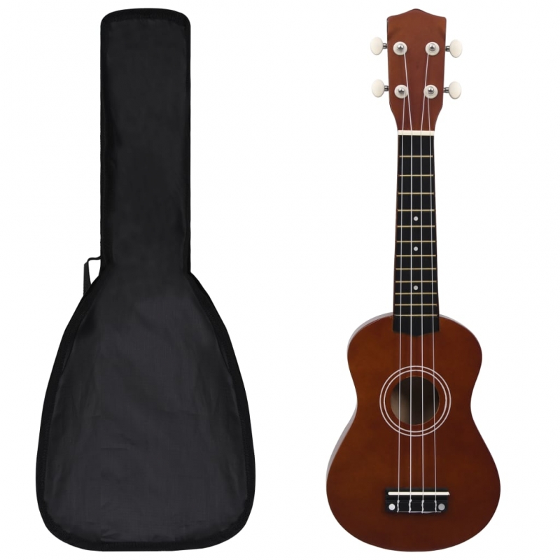 Sopran Ukulele Set für Kinder mit Tasche Dunkles Holz 21
