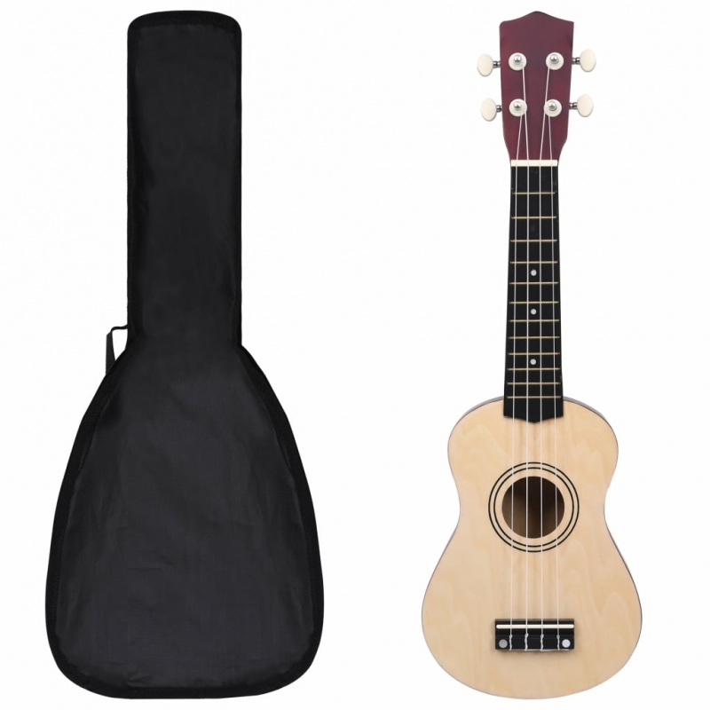 Sopran Ukulele Set für Kinder mit Tasche Dunkles Holz 21