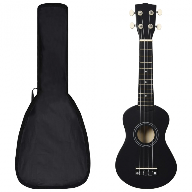 Sopran-Ukulele-Set mit Tasche für Kinder Schwarz 21